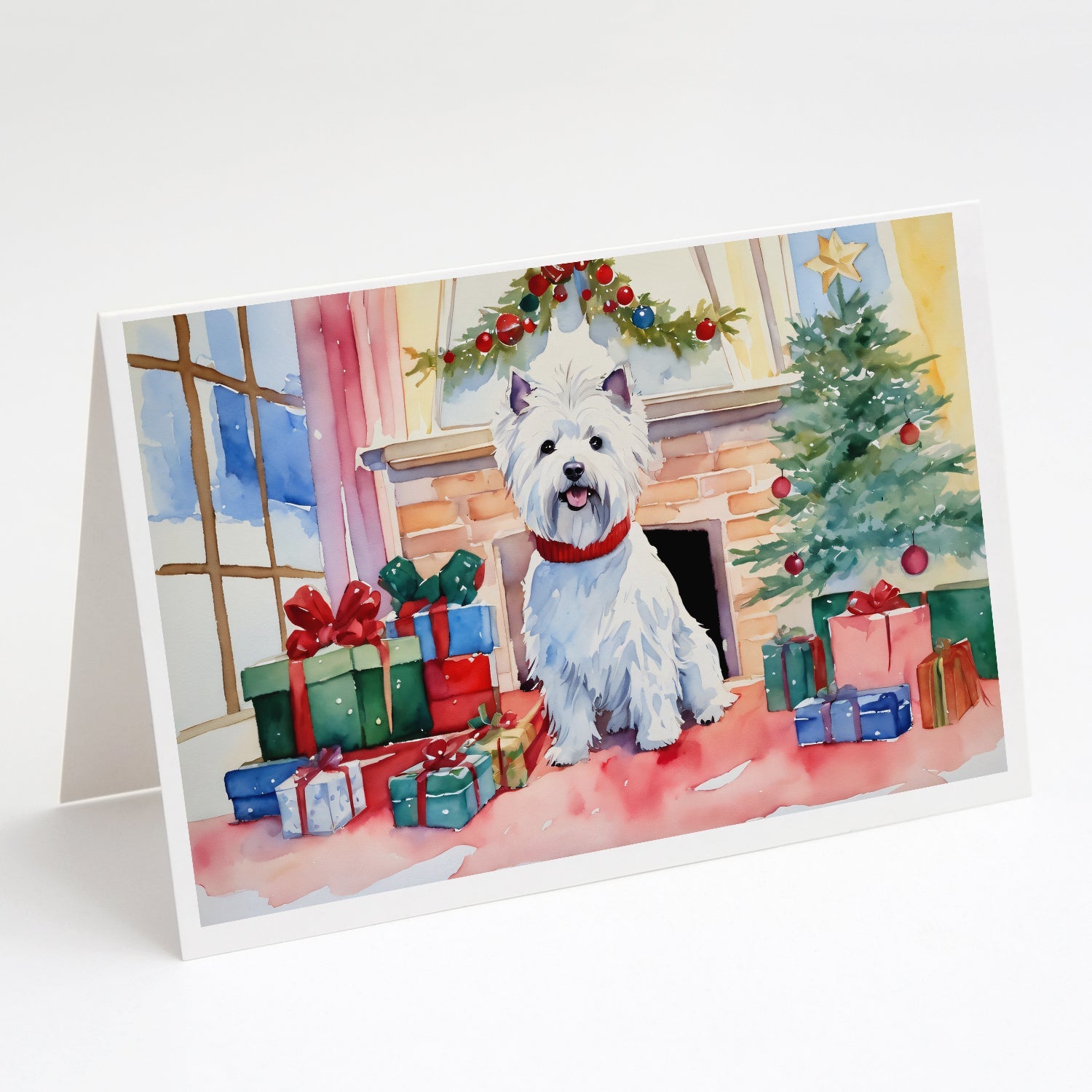 Westie Cozy Christmas Greeting Cards Pack of 8 Blank Cards with Envelopes Whimsical A7 Size 5x7