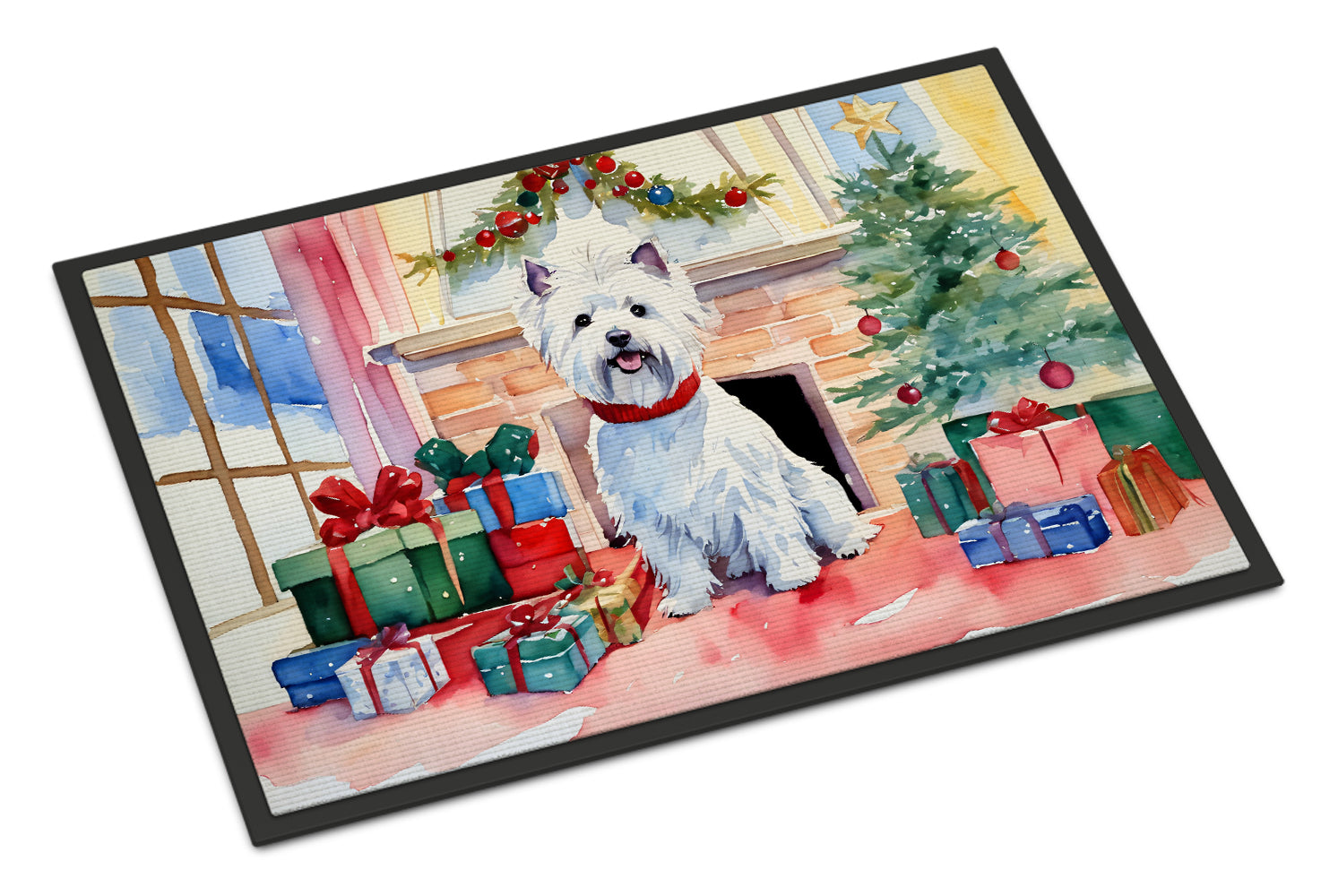 Westie Cozy Christmas Doormat Indoor Outdoor 18H X 27W Front Door Mat Rugs for Entryway, Non Slip Washable