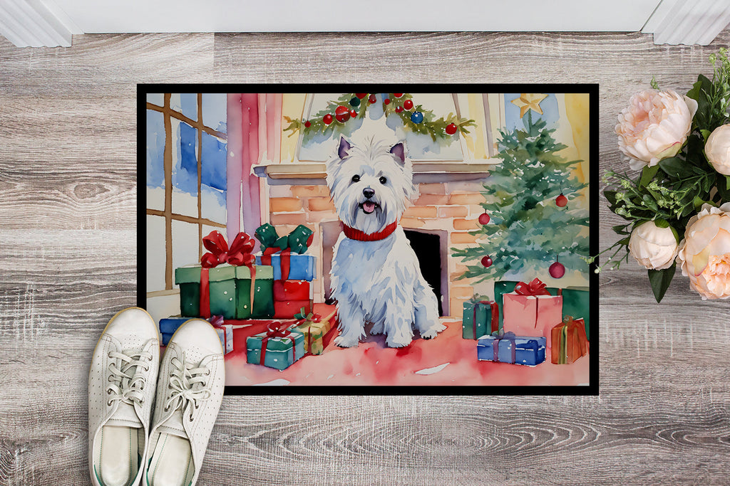 Westie Cozy Christmas Doormat Indoor Outdoor 18H X 27W Front Door Mat Rugs for Entryway, Non Slip Washable