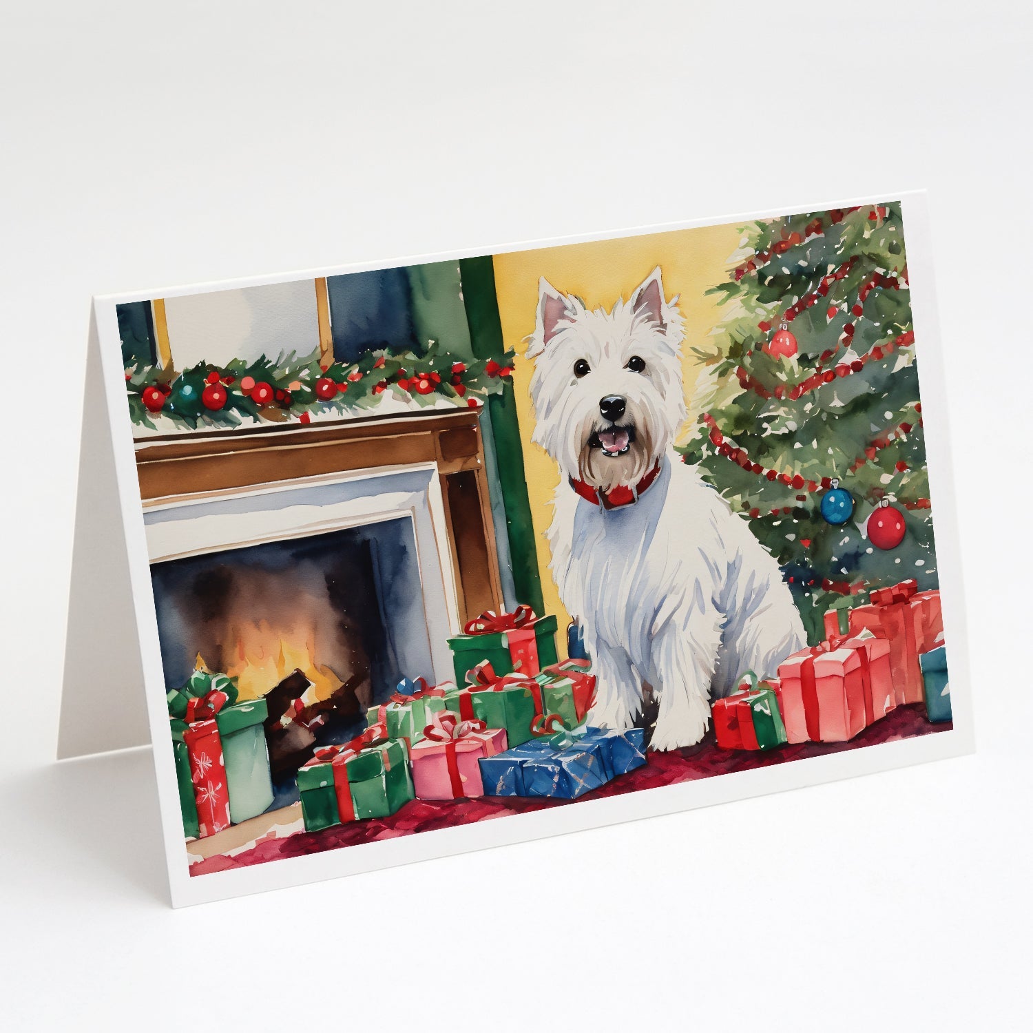Westie Cozy Christmas Greeting Cards Pack of 8 Blank Cards with Envelopes Whimsical A7 Size 5x7