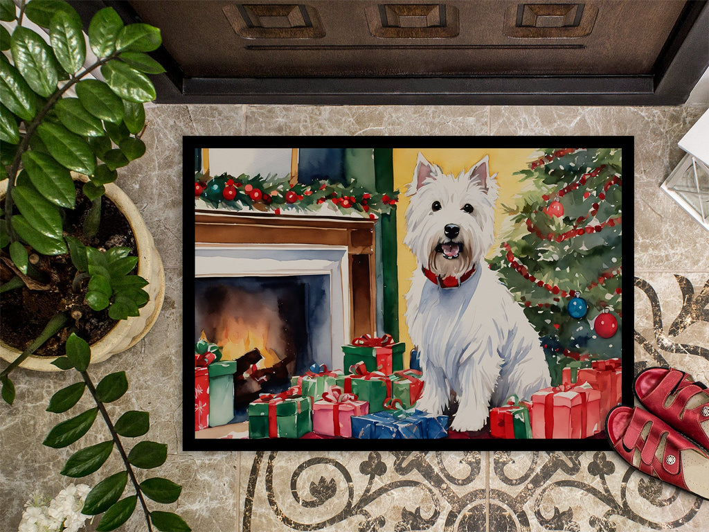 Westie Cozy Christmas Doormat Indoor Outdoor 24H X 36W Front Door Mat Rugs for Entryway, Non Slip Washable Low Pile,