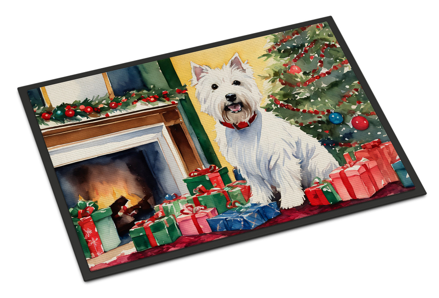 Westie Cozy Christmas Doormat Indoor Outdoor 18H X 27W Front Door Mat Rugs for Entryway, Non Slip Washable