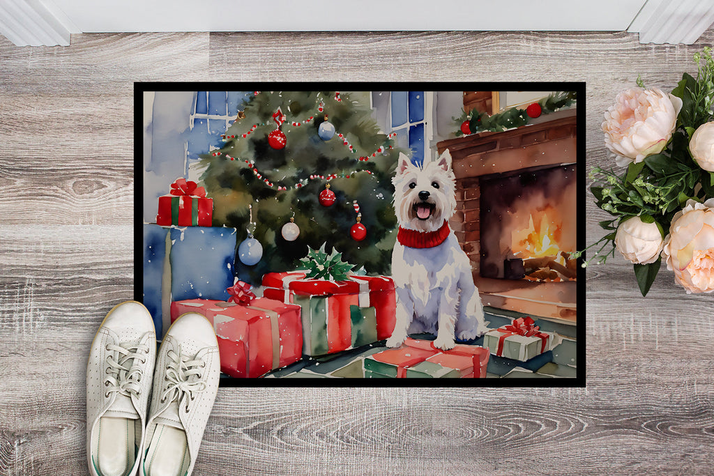 Westie Cozy Christmas Doormat Indoor Outdoor 18H X 27W Front Door Mat Rugs for Entryway, Non Slip Washable