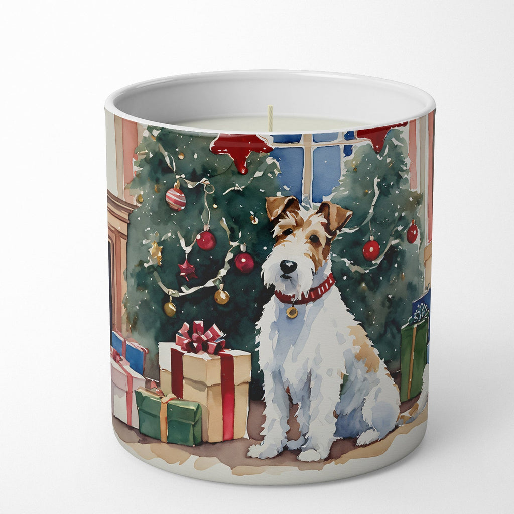 Fox Terrier Cozy Christmas Decorative Soy Candle Nature Soy Wax Essential Oil Home Decor Ideal for Bedroom Kitchen Bath Office Gift, 10 oz