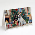 Fox Terrier Cozy Christmas Greeting Cards Pack of 8 Blank Cards with Envelopes Whimsical A7 Size 5x7