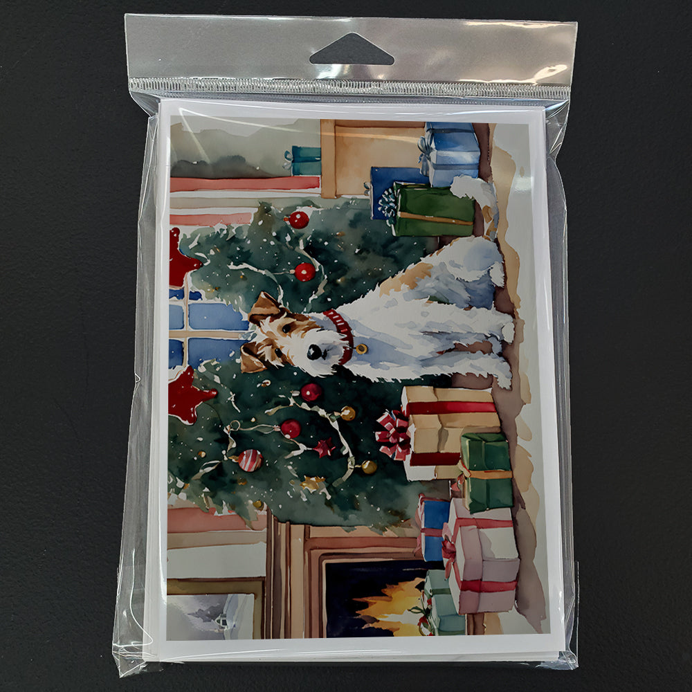 Fox Terrier Cozy Christmas Greeting Cards Pack of 8 Blank Cards with Envelopes Whimsical A7 Size 5x7
