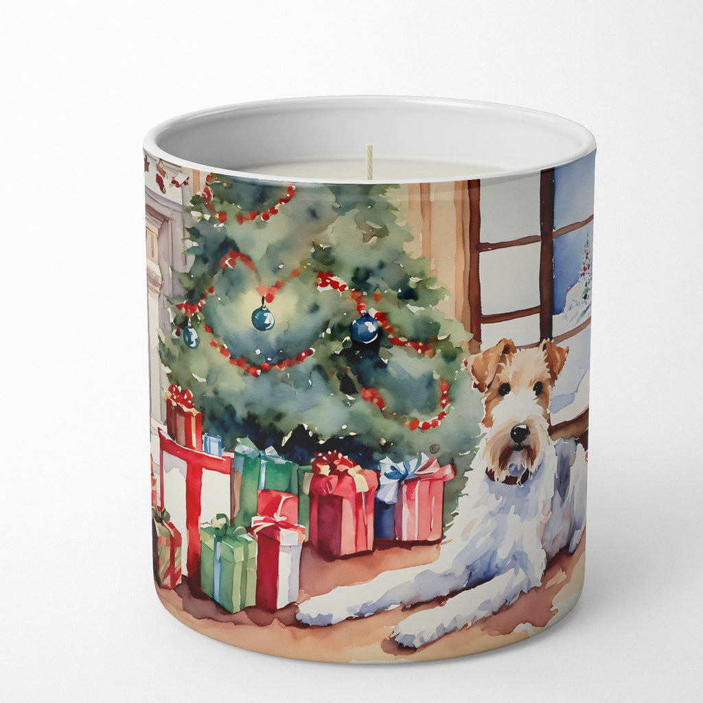 Fox Terrier Cozy Christmas Decorative Soy Candle Nature Soy Wax Essential Oil Home Decor Ideal for Bedroom Kitchen Bath Office Gift, 10 oz