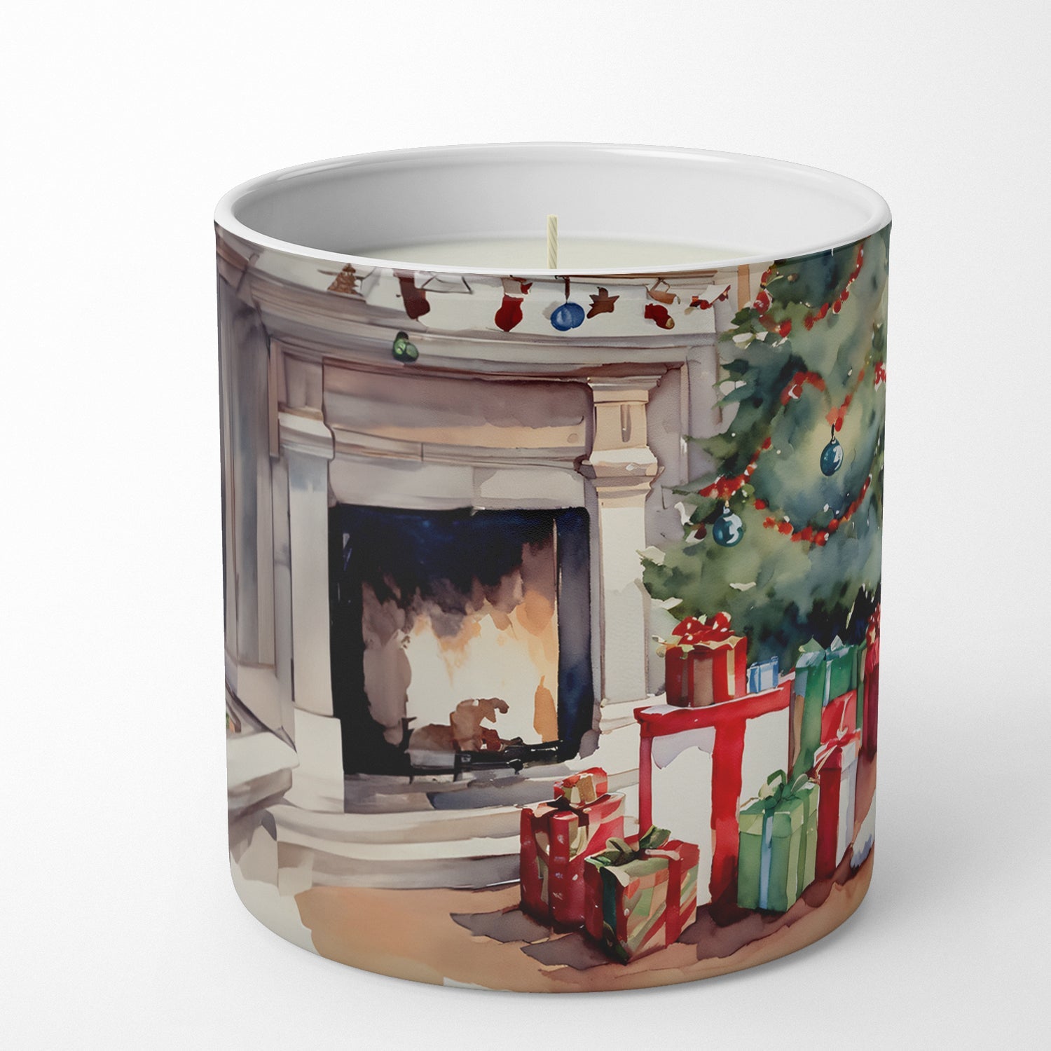 Fox Terrier Cozy Christmas Decorative Soy Candle Nature Soy Wax Essential Oil Home Decor Ideal for Bedroom Kitchen Bath Office Gift, 10 oz