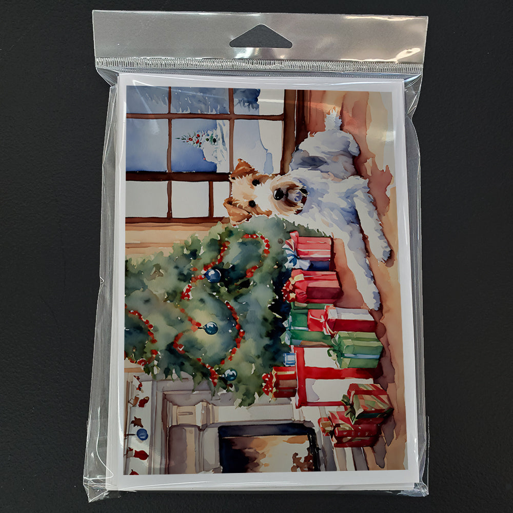 Fox Terrier Cozy Christmas Greeting Cards Pack of 8 Blank Cards with Envelopes Whimsical A7 Size 5x7