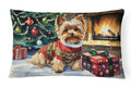 Yorkshire Terrier Cozy Christmas Decorative Throw Pillow 12x16 Indoor Outdoor Accent Cushion, Fabric Cover with Insert for Sofa, Bed, Porch & Living Room