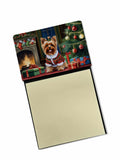Yorkshire Terrier Cozy Christmas Watercolor Sticky Note Holder Refillable Dispenser Desk Accessory 3x3 Pad Gift