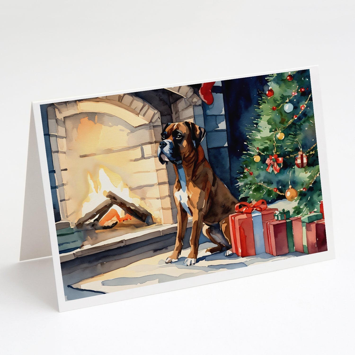 Boxer Cozy Christmas Greeting Cards Pack of 8 Blank Cards with Envelopes Whimsical A7 Size 5x7