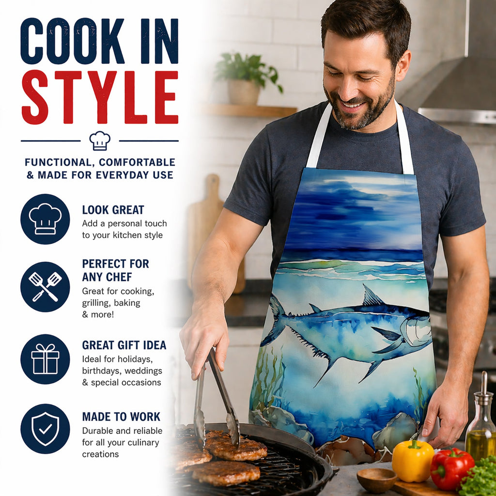 Bluefin Tuna Apron Cooking Kitchen Server Baking Crafts Gardening for Adult Women Men, Unisex, Large, Multicolor