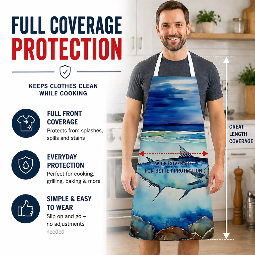 Bluefin Tuna Apron Cooking Kitchen Server Baking Crafts Gardening for Adult Women Men, Unisex, Large, Multicolor