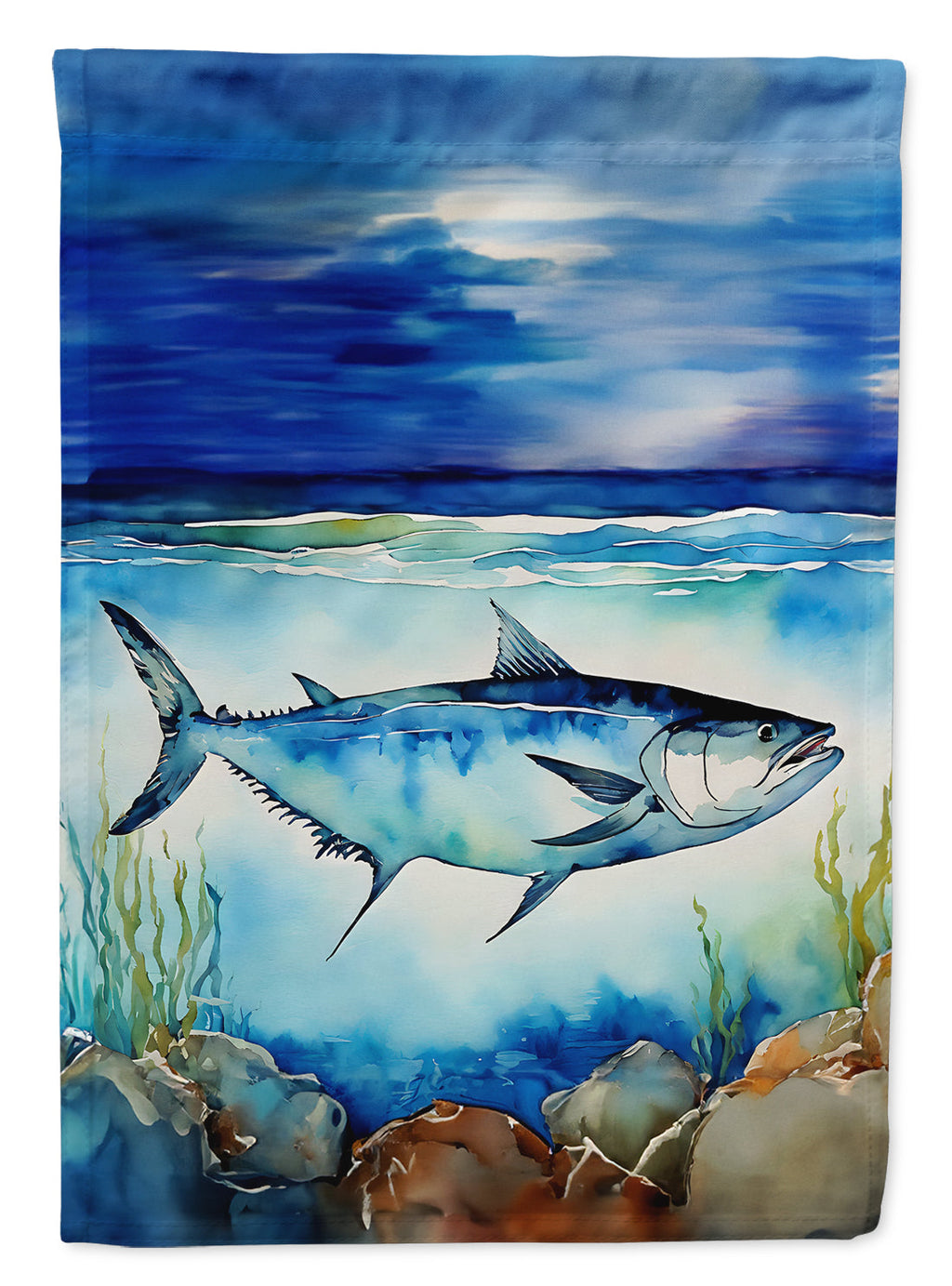 Bluefin Tuna House Flag 28x40 Porch Sleeve Pole Decorative Outside Yard Banner Artwork Wall Hanging, Polyester