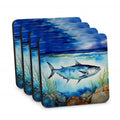 Bluefin Tuna Foam Coasters Set of 4 Cup Coasters for Indoor Outdoor, Tabletop Protection, Anti Slip, Mouse pad Material