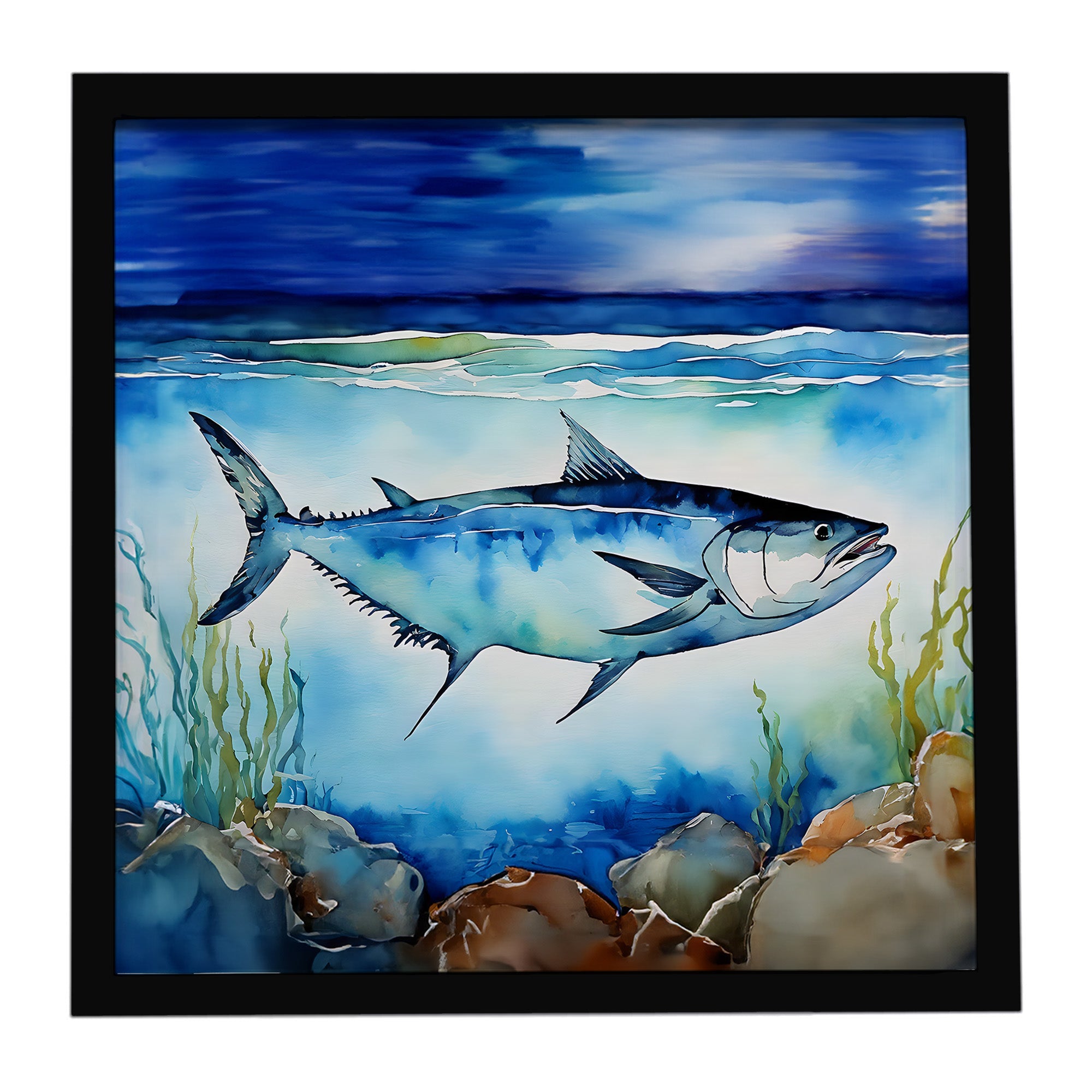 Bluefin Tuna Framed Metal Print Bathroom, Kitchen, Office, Home Decor Wall Art Ready to Hang, Square, 8X8