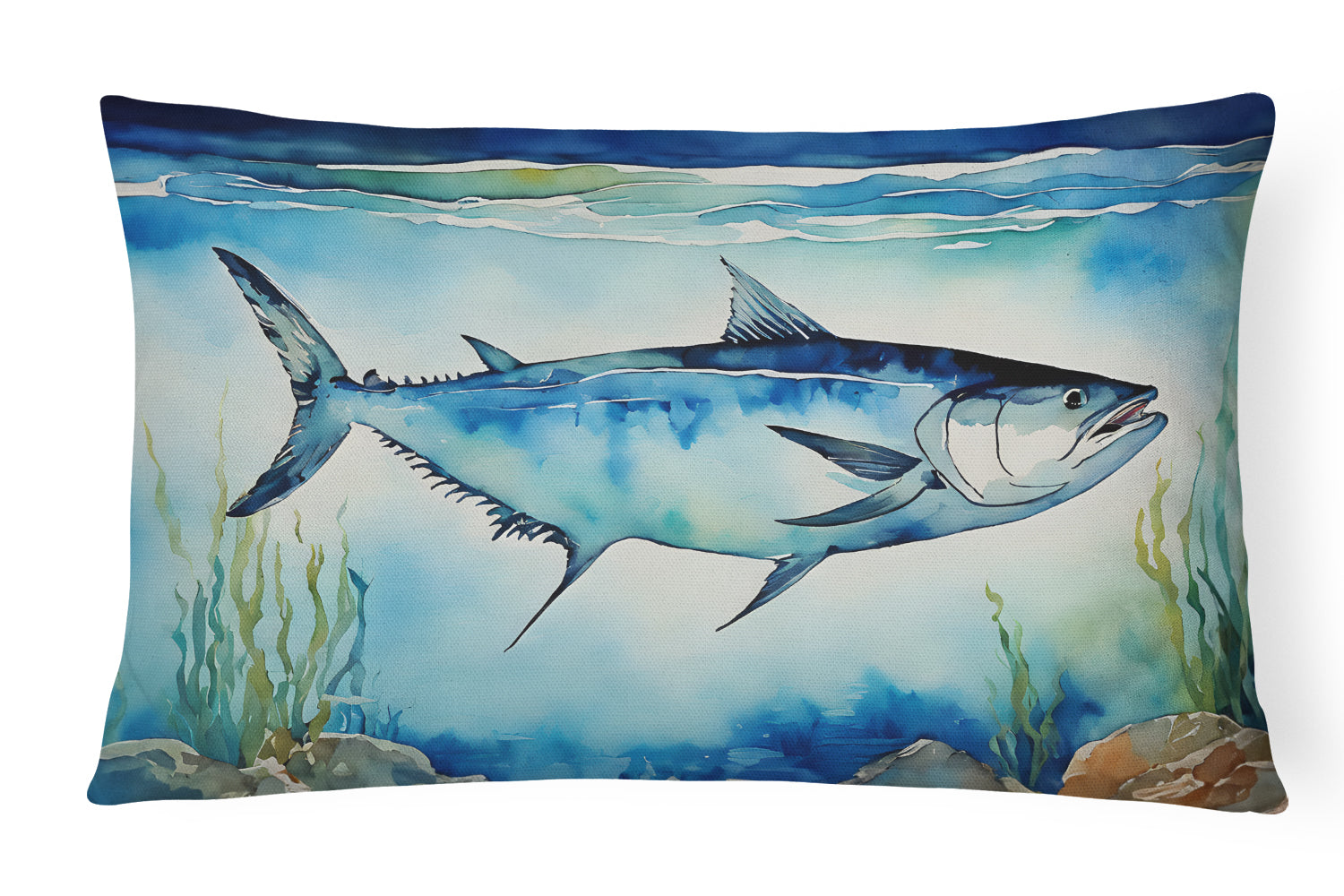 Bluefin Tuna Decorative Throw Pillow 12x16 Indoor Outdoor Accent Cushion, Fabric Cover with Insert for Sofa, Bed, Porch & Living Room