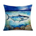 Bluefin Tuna Decorative Throw Pillow 14x14 Indoor Outdoor Accent Cushion, Fabric Cover with Insert for Sofa, Bed, Porch & Living Room