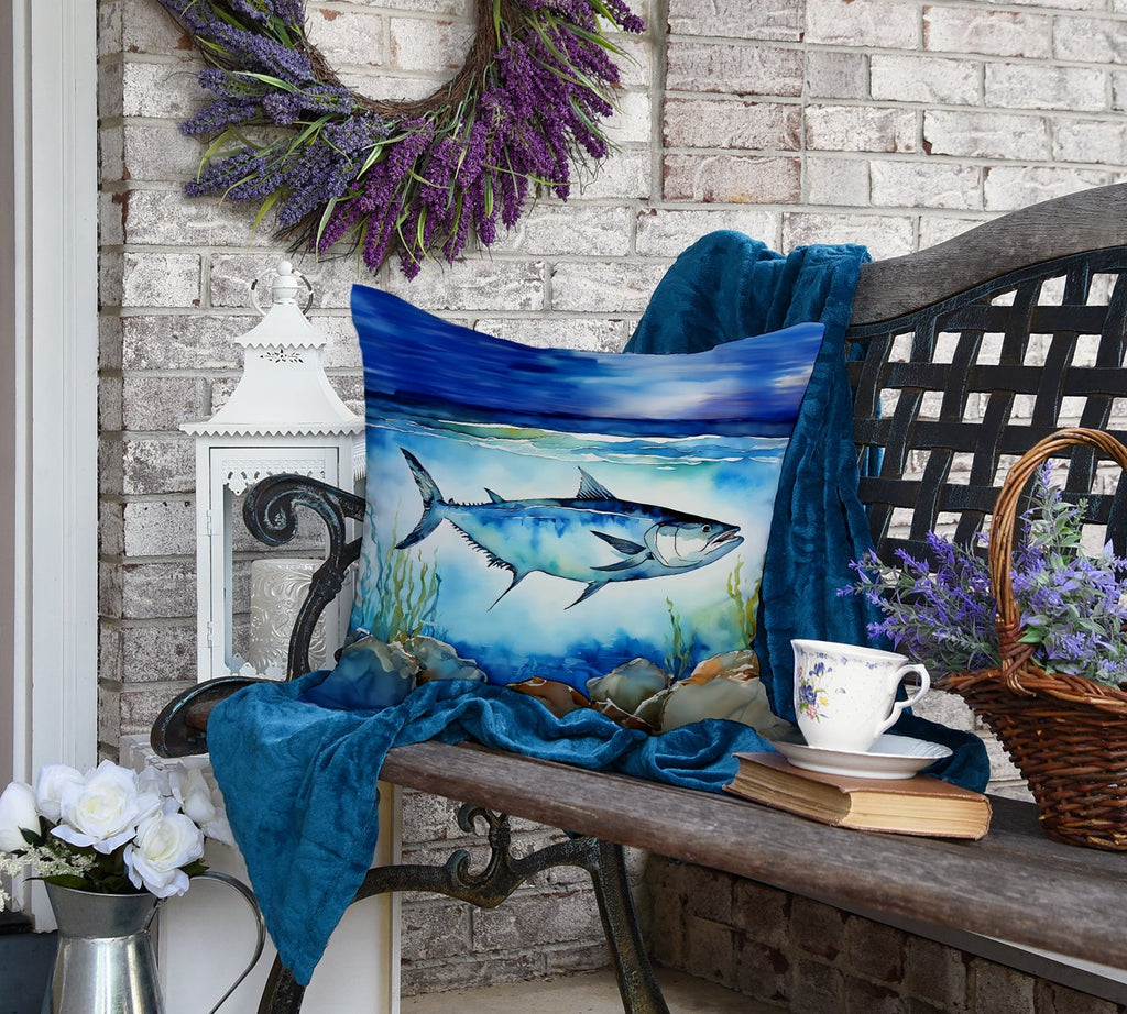 Bluefin Tuna Decorative Throw Pillow 18x18 Indoor Outdoor Accent Cushion, Fabric Cover with Insert for Sofa, Bed, Porch & Living Room