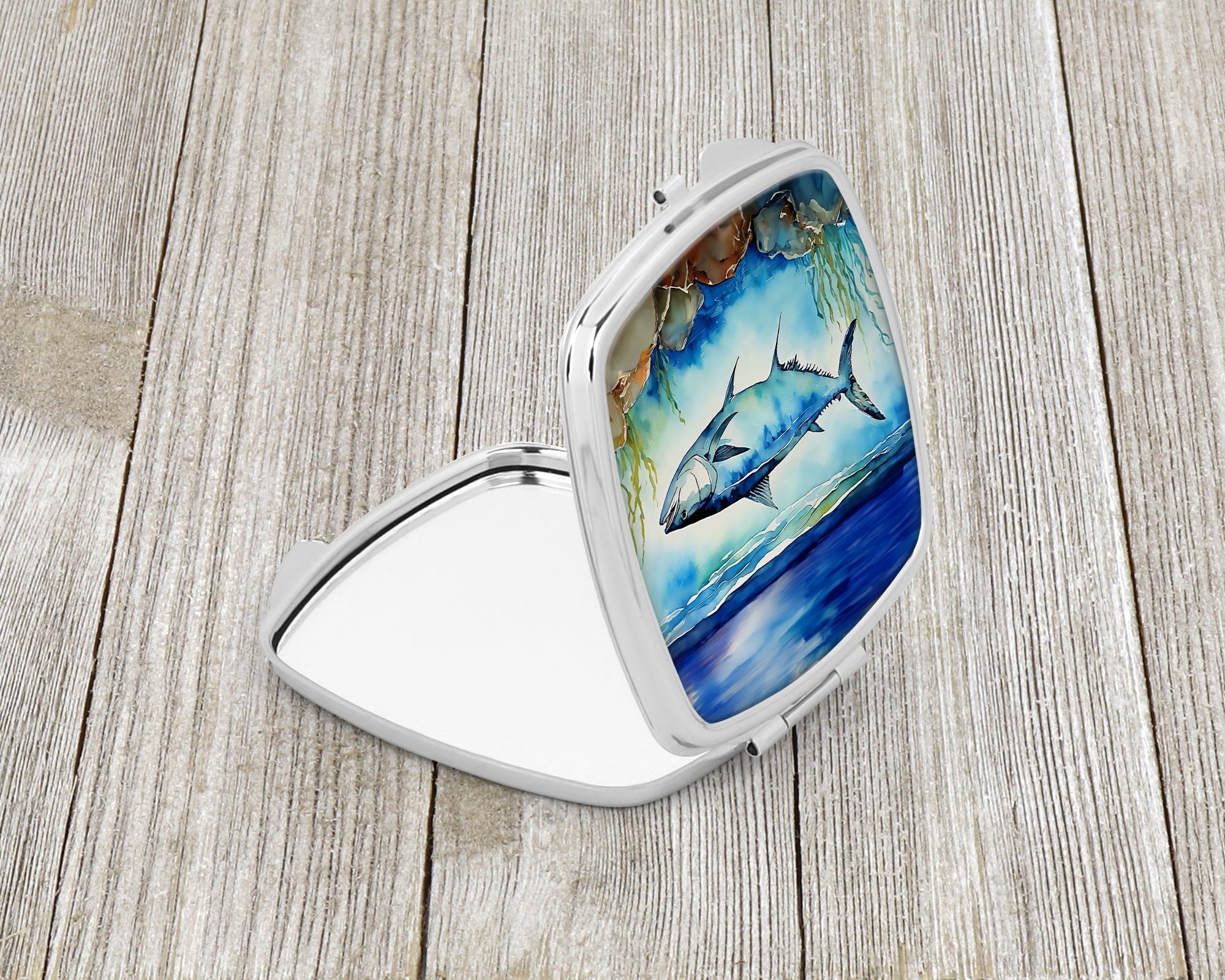 Bluefin Tuna Compact Mirror Decorative Travel Makeup Mirror for Women Girls Gifts Pocket Makeup Mirror Folding Handheld