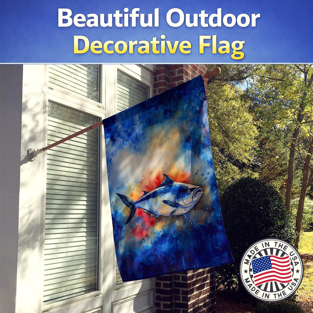 Bluefin Tuna House Flag 28x40 Porch Sleeve Pole Decorative Outside Yard Banner Artwork Wall Hanging, Polyester