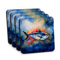 Bluefin Tuna Foam Coasters Set of 4 Cup Coasters for Indoor Outdoor, Tabletop Protection, Anti Slip, Mouse pad Material