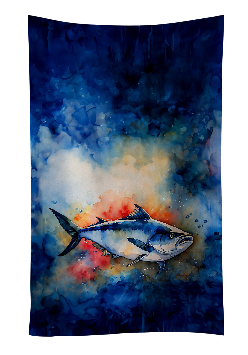 Bluefin Tuna Kitchen Towel Velour Plush Front and Cotton Loop Back Machine Washable