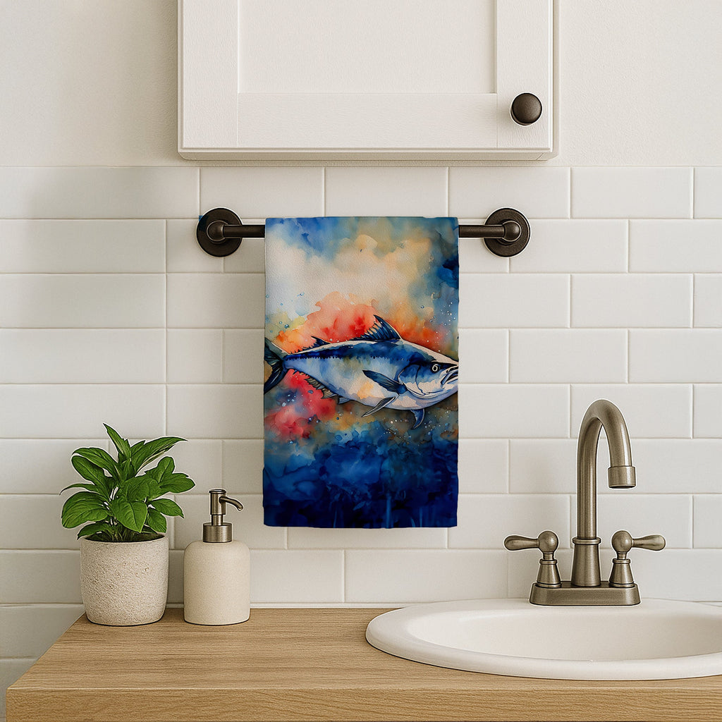 Bluefin Tuna Kitchen Towel Velour Plush Front and Cotton Loop Back Machine Washable