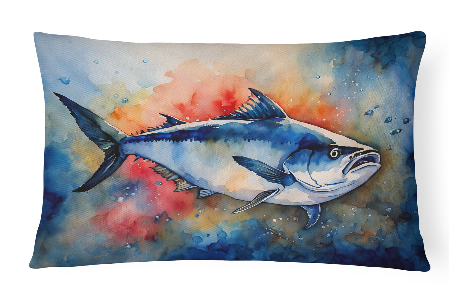 Bluefin Tuna Decorative Throw Pillow 12x16 Indoor Outdoor Accent Cushion, Fabric Cover with Insert for Sofa, Bed, Porch & Living Room