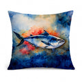 Bluefin Tuna Decorative Throw Pillow 14x14 Indoor Outdoor Accent Cushion, Fabric Cover with Insert for Sofa, Bed, Porch & Living Room