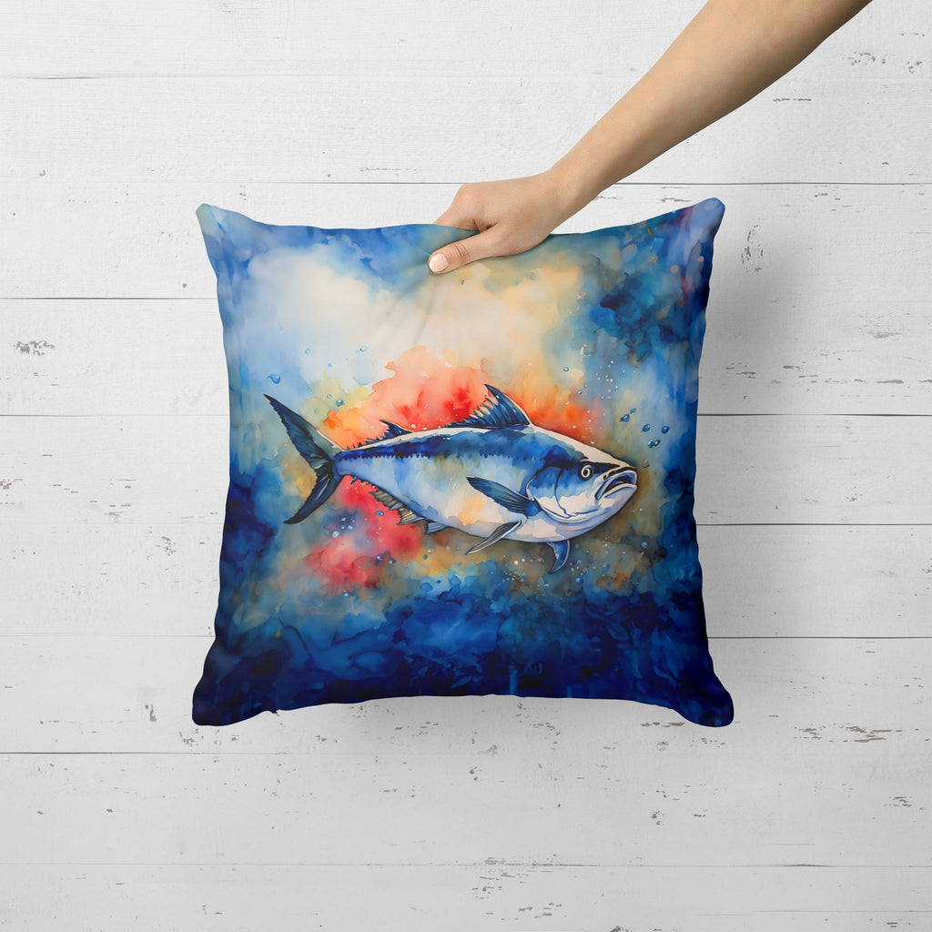 Bluefin Tuna Decorative Throw Pillow 18x18 Indoor Outdoor Accent Cushion, Fabric Cover with Insert for Sofa, Bed, Porch & Living Room