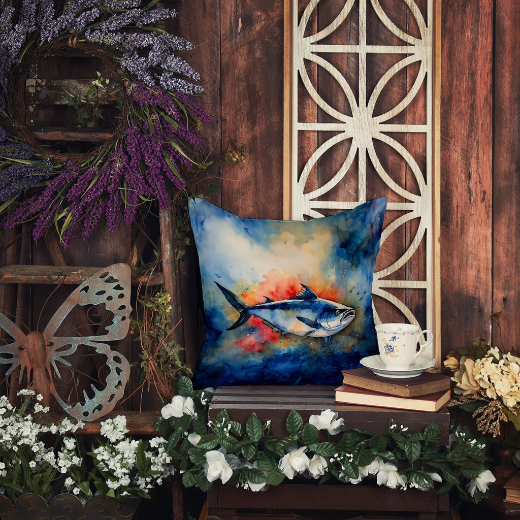 Bluefin Tuna Decorative Throw Pillow 18x18 Indoor Outdoor Accent Cushion, Fabric Cover with Insert for Sofa, Bed, Porch & Living Room