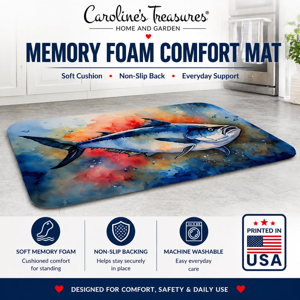 Bluefin Tuna Memory Foam Kitchen Mat Machine Washable Anti-Fatigue Cushion Comfort Bath or Kitchen Rug