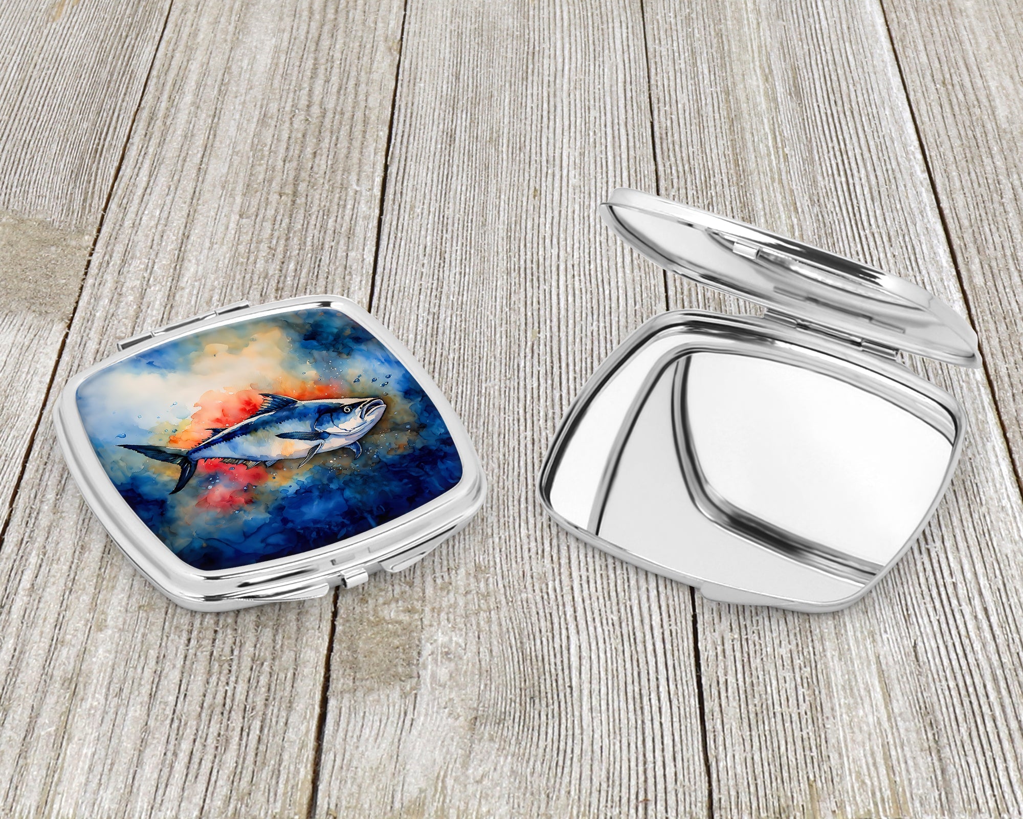 Bluefin Tuna Compact Mirror Decorative Travel Makeup Mirror for Women Girls Gifts Pocket Makeup Mirror Folding Handheld