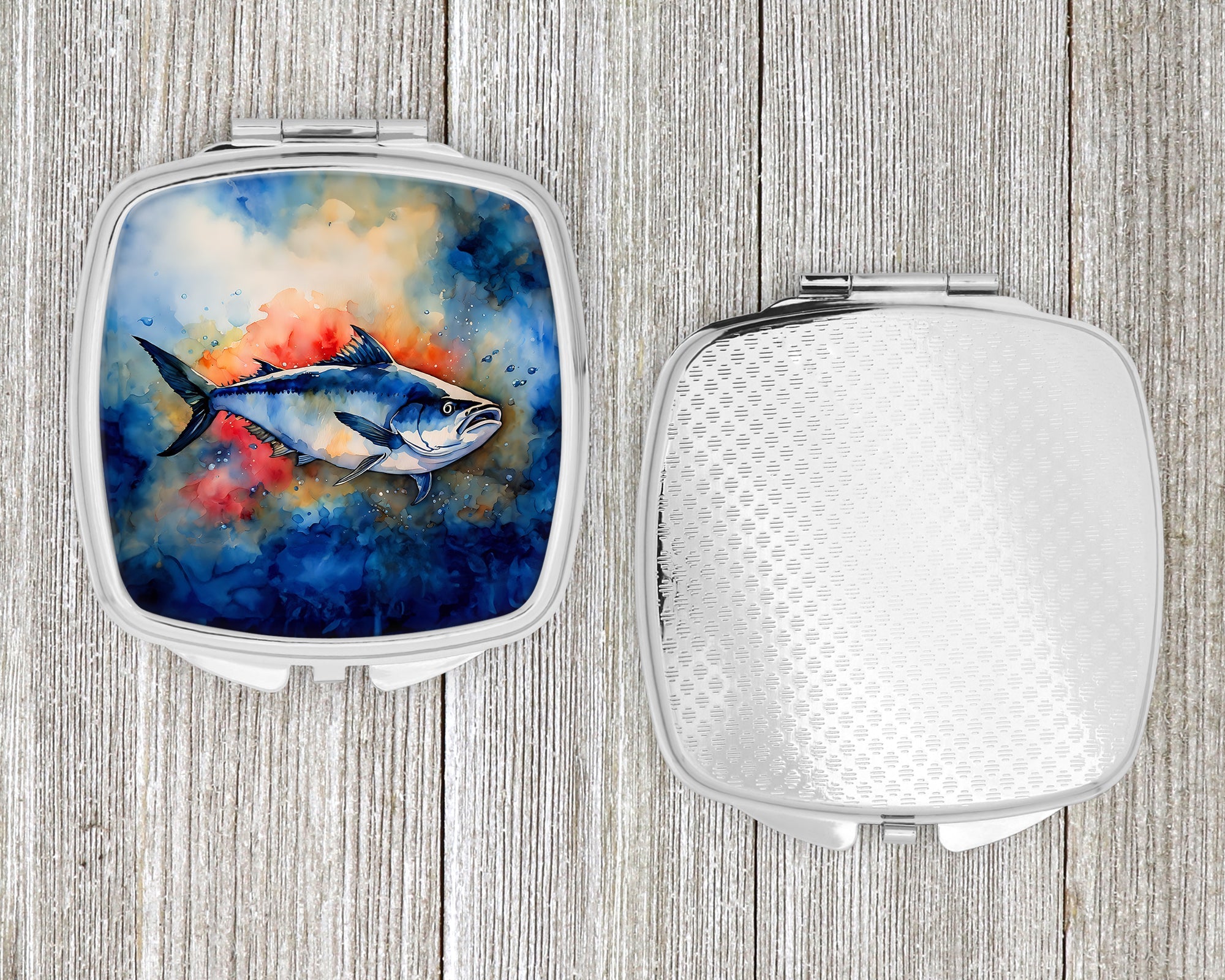 Bluefin Tuna Compact Mirror Decorative Travel Makeup Mirror for Women Girls Gifts Pocket Makeup Mirror Folding Handheld