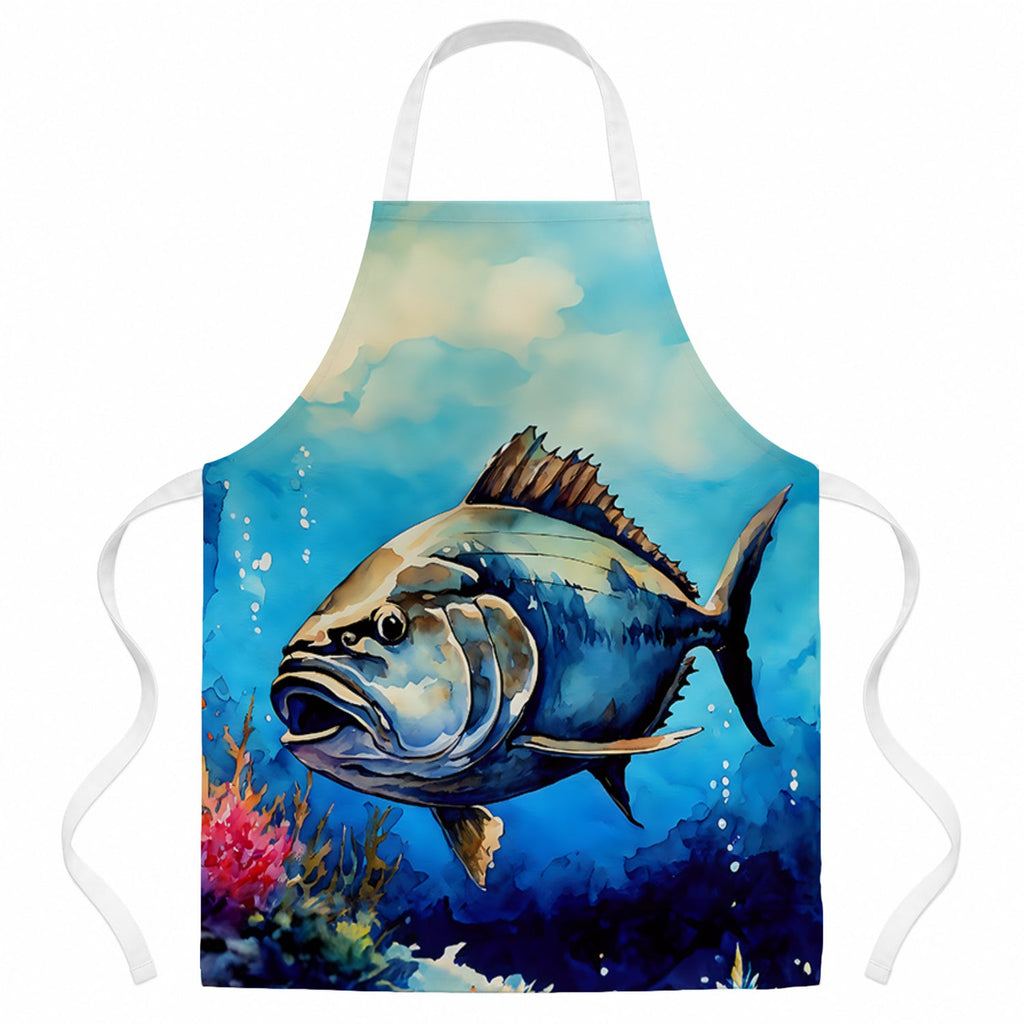 Bluefin Tuna Apron Cooking Kitchen Server Baking Crafts Gardening for Adult Women Men, Unisex, Large, Multicolor