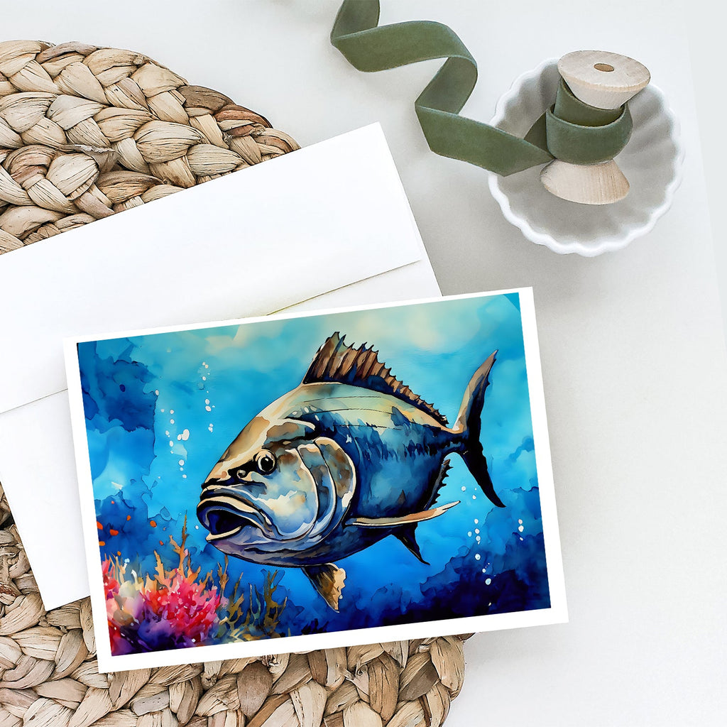 Bluefin Tuna Greeting Cards Pack of 8 Blank Cards with Envelopes Whimsical A7 Size 5x7