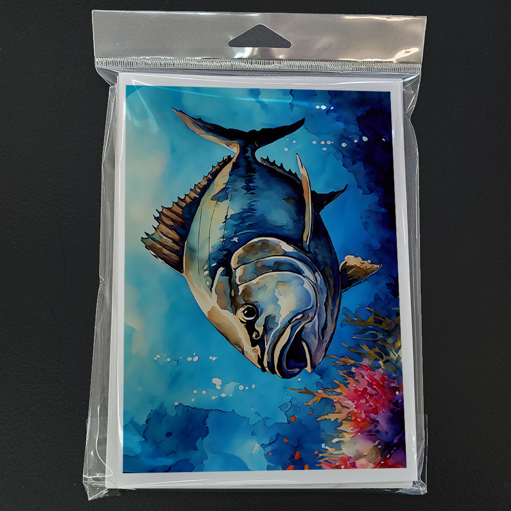 Bluefin Tuna Greeting Cards Pack of 8 Blank Cards with Envelopes Whimsical A7 Size 5x7