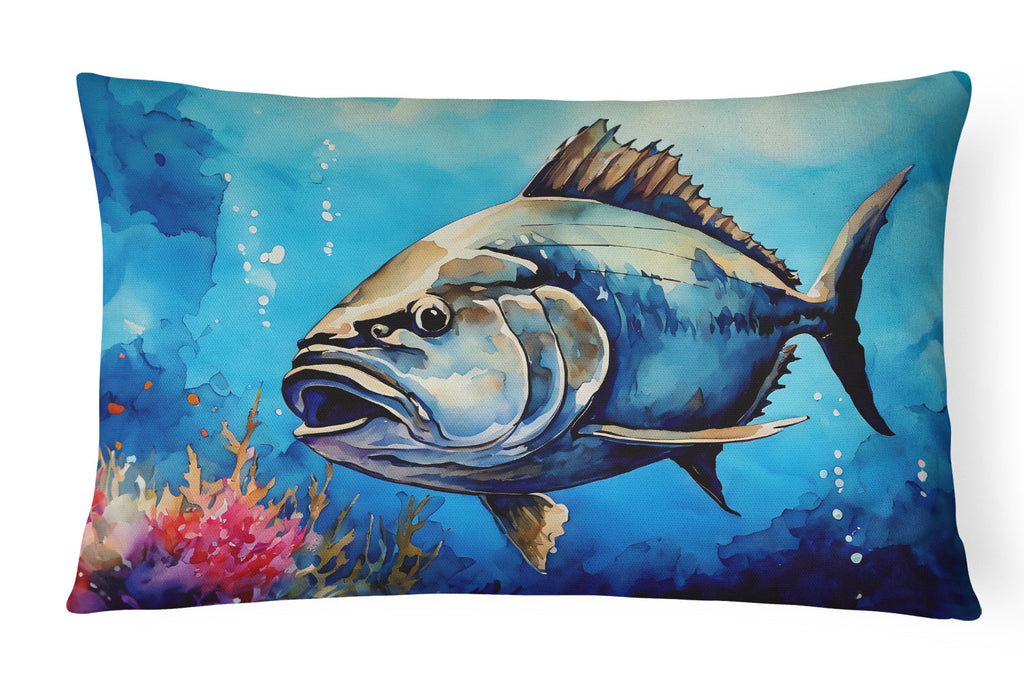 Bluefin Tuna Decorative Throw Pillow 12x16 Indoor Outdoor Accent Cushion, Fabric Cover with Insert for Sofa, Bed, Porch & Living Room