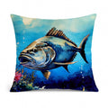 Bluefin Tuna Decorative Throw Pillow 14x14 Indoor Outdoor Accent Cushion, Fabric Cover with Insert for Sofa, Bed, Porch & Living Room