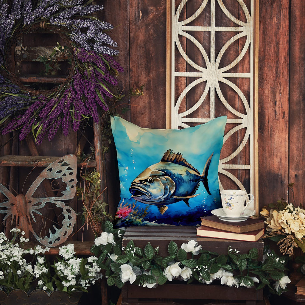 Bluefin Tuna Decorative Throw Pillow 18x18 Indoor Outdoor Accent Cushion, Fabric Cover with Insert for Sofa, Bed, Porch & Living Room