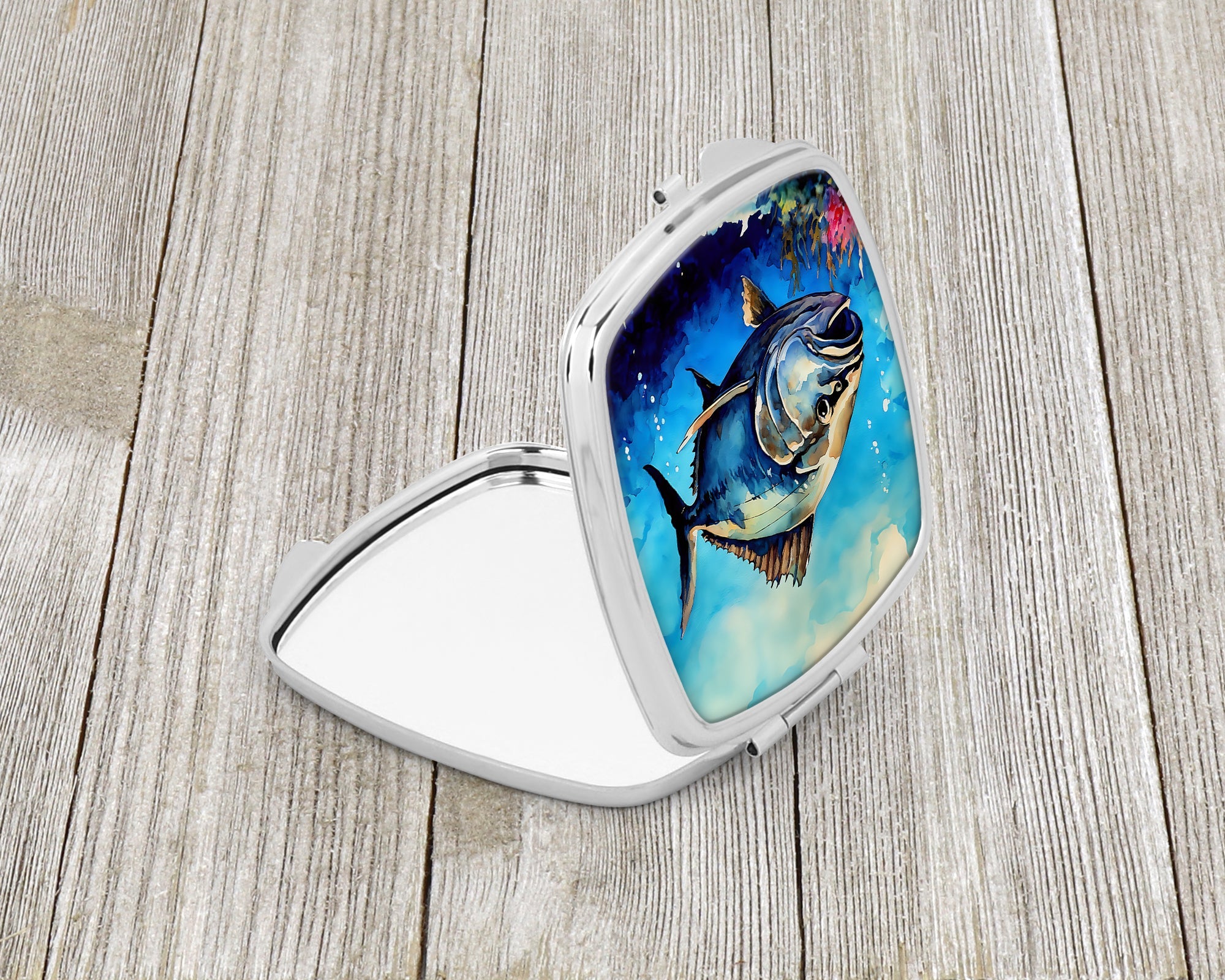 Bluefin Tuna Compact Mirror Decorative Travel Makeup Mirror for Women Girls Gifts Pocket Makeup Mirror Folding Handheld