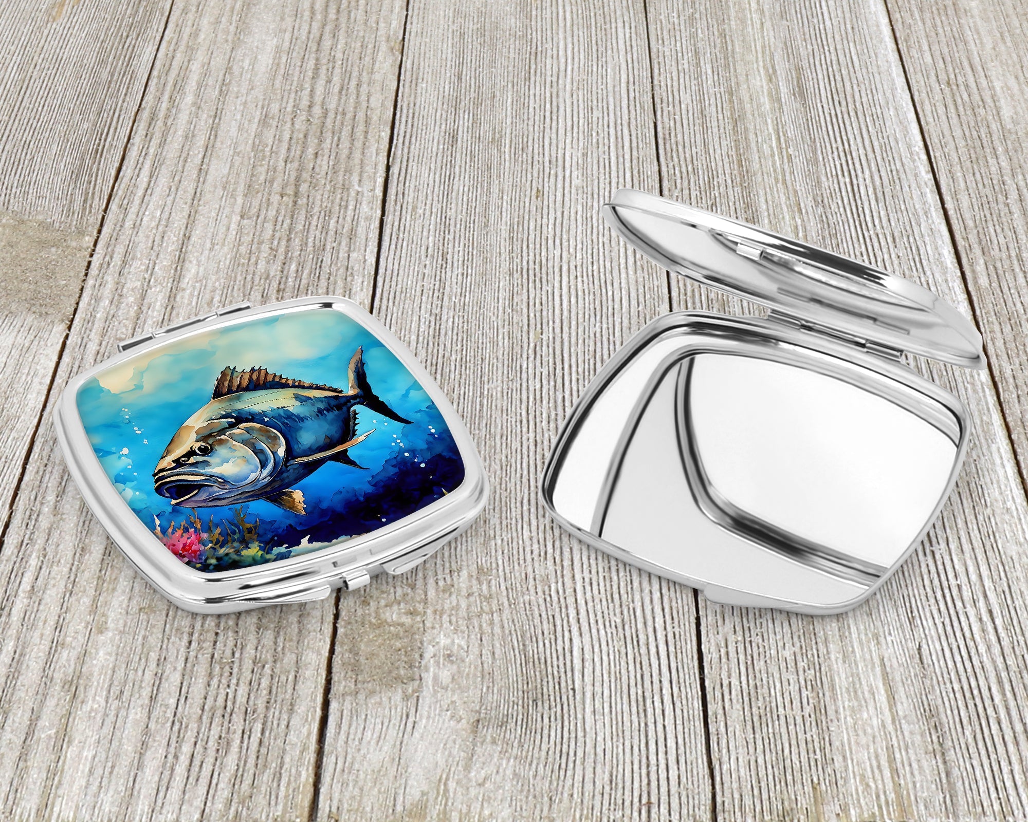 Bluefin Tuna Compact Mirror Decorative Travel Makeup Mirror for Women Girls Gifts Pocket Makeup Mirror Folding Handheld