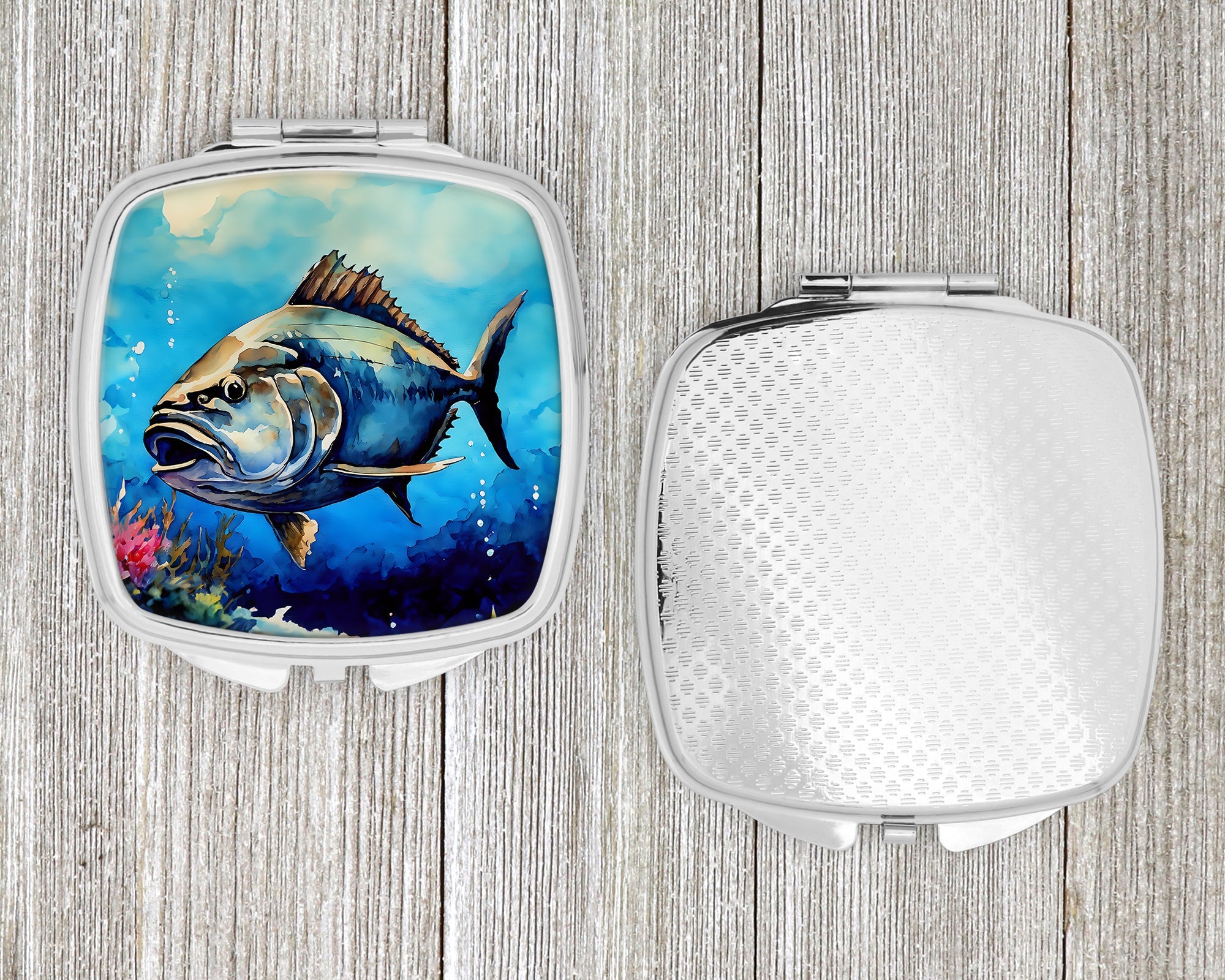 Bluefin Tuna Compact Mirror Decorative Travel Makeup Mirror for Women Girls Gifts Pocket Makeup Mirror Folding Handheld