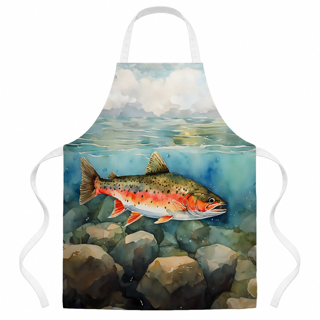 Brook Trout Apron Cooking Kitchen Server Baking Crafts Gardening for Adult Women Men, Unisex, Large, Multicolor