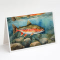 Brook Trout Greeting Cards Pack of 8 Blank Cards with Envelopes Whimsical A7 Size 5x7