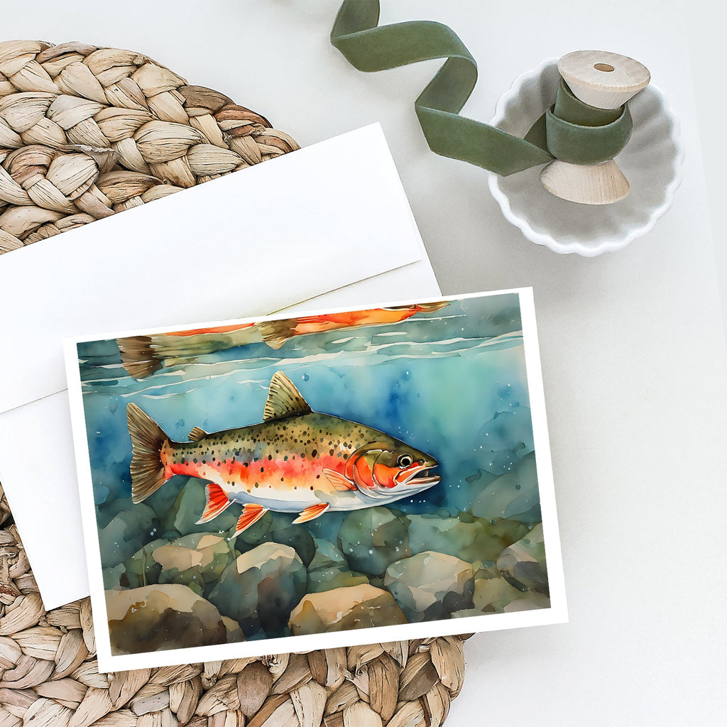 Brook Trout Greeting Cards Pack of 8 Blank Cards with Envelopes Whimsical A7 Size 5x7