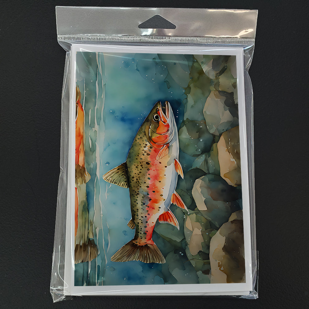 Brook Trout Greeting Cards Pack of 8 Blank Cards with Envelopes Whimsical A7 Size 5x7