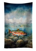 Brook Trout Kitchen Towel Velour Plush Front and Cotton Loop Back Machine Washable